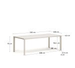 Mesa de exterior Culip de aluminio con acabado blanco 220 x 100 cm