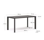 Table de jardin Culip en aluminium finition grise 150 x 77 cm