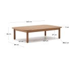 Table basse 100 % d'extérieur Sacova en bois d'eucalyptus massif 140 x 89 cm