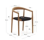 Chaise empilable Ydalia en teck massif, finition naturelle et corde noire