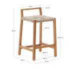 Tabouret Giverola en bois de teck 67,5 cm