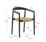 Chaise empilable Ydalia en teck massif, finition noire et corde naturelle