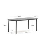 Mesa de exterior Joncols de aluminio con acabado pintado gris 180 x 90 cm