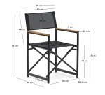 Silla plegable 100% exterior Llado aluminio negro y reposabrazos madera maciza teca