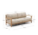 Canapé Tirant 3 places en bois de teck 212 cm