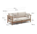 Canapé Sacova 2 places en bois d'eucalyptus massif 195 cm