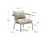 Sillón Salguer de cuerda verde y acero con acabado pintado marrón