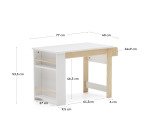 Escritorio Serwa de MDF blanco con patas y detalles de madera maciza de pino