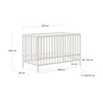Shantal solid ash wood cot in white finish, 60 x 120 cm