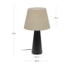 Lampe de table Torrent en métal peint noir et abat-jour en lin