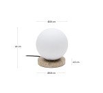 Lámpara de mesa Malachi de cristal glaseado y piedra de travertino