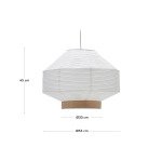 Abat-jour pour plafonnier Hila en papier blanc et placage en bois naturel Ø 55 cm