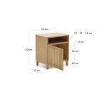 Table de chevet Beyla en bois massif de frêne et placage de chêne 53 x 62 cm