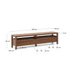 Mueble TV Sashi de madera maciza de teca 200 x 40 cm