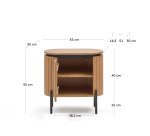 Table de chevet Licia 1 porte en bois massif de manguier et métal peint en noir 55 x 55 cm