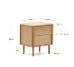 Table de chevet Lenon 2  tiroirs bois et placage chêne 50 x 55 cm