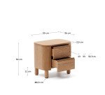 Table de nuit Salaya en contreplaqué de frêne 55 x 50 cm