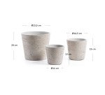 Set Low de 3 cachepots gris Ø 23,5 cm / Ø 16,5 cm / Ø 14 cm
