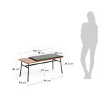 Banc Carabel en acier et plaquage en bois de noyer 100 cm