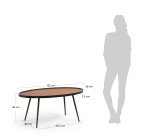 Table basse Kinsley en contreplaqué de noyer et structure en acier noir 102 x 56 cm