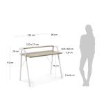 Bureau Aarhus en mélamine finition naturelle et pieds en acier blanc 115 x 60 cm