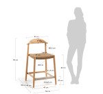 Tabouret Nina bois d'acacia massif hauteur 62 cm