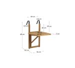 Table de balcon rabattable Amarilis - bois massif d'acacia L 40 x P 42 cm