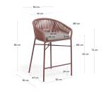 Tabouret Yanet corde et acier galvanisé H.65 cm