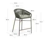 Tabouret Yanet - corde - structure acier galvanisé H 65 cm