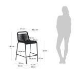 Tabouret Lambton corde et acier H.62 cm