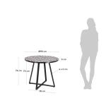 Mesa redonda Tella cerámico blanco y negro patas acero acabado negro Ø 90 cm