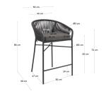 Tabouret Yanet corde H.65 cm