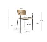 Silla Maureen de chapa de roble acabado natural y metal 