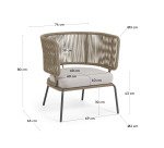 Sillón Nadin de cuerda y patas de acero galvanizado