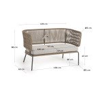 Canapé Nadin 2 places corde et pieds acier galvanisé 135 cm