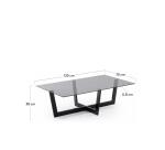 Mesa de centro Plam cristal negro y estructura de acero acabado negro 120 x 70 cm