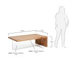 Mesa de centro Tulsi madera maciza de roble y cristal 120 x 70 cm