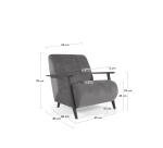 Butaca Meghan de chenilla con patas madera con acabado wengué