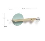 Diti shelf in solid natural pine and white and turquoise MDF 60 x 26 cm
