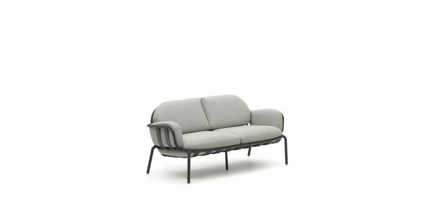 Canapé de jardin Joncols - 2 places -  tissu - structure aluminium grise
