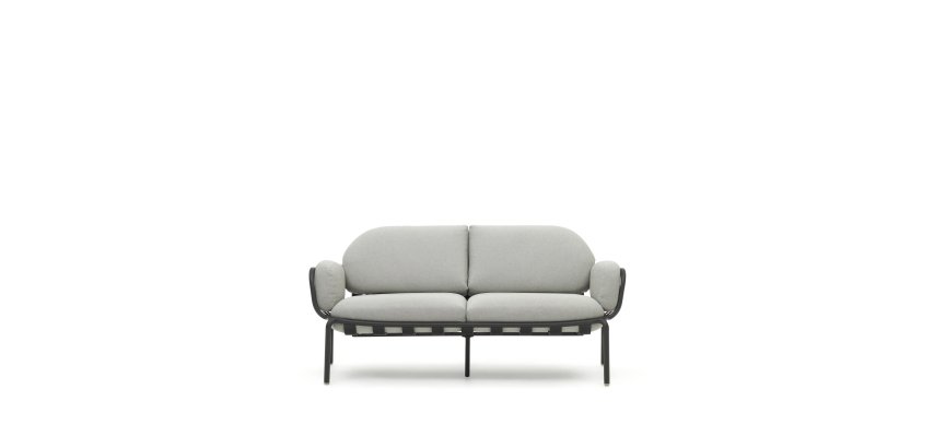 Joncols outdoor aluminium 2 seater sofa with powder coated grey finish, 165 cm