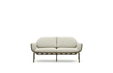 Joncols outdoor aluminium 2 seater sofa with powder coated green finish, 165 cm