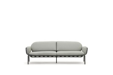 Canapé de jardin Joncols - 3 places -  tissu - structure aluminium grise