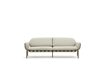 Joncols outdoor aluminium 3 seater sofa with powder coated green finish, 225 cm