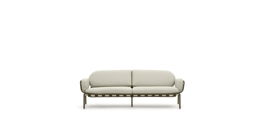 Joncols outdoor aluminium 3 seater sofa with powder coated green finish, 225 cm