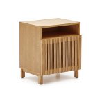 Table de chevet Beyla en bois massif de frêne et placage de chêne 53 x 62 cm