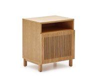 Beyla solid ash wood beside table with oak veneer, 53 x 62 cm