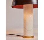 Zorione table lamp in white marble and metal, with a painted brown finish