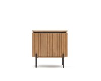 Table de chevet Licia 1 porte en bois massif de manguier et métal peint en noir 55 x 55 cm