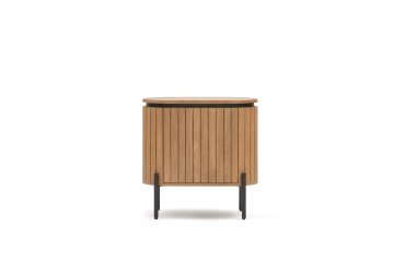Mesita de noche Licia 1 puerta de madera maciza de mango y metal pintado negro 55 x 55 cm
